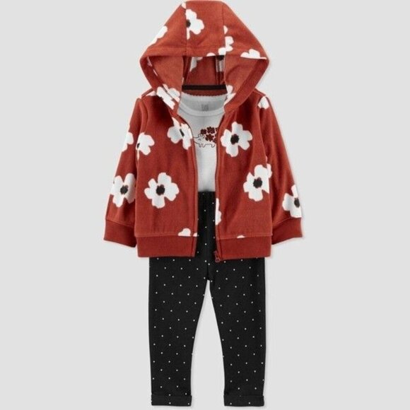 Carters Girls Just One You 3-Piece Set,12 Months Hoodie, Bodysuit and Leggings - Picture 4 of 8